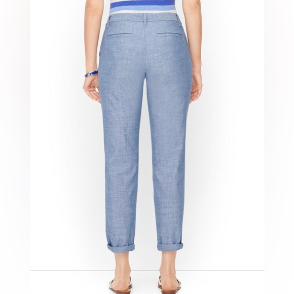 Talbots Blue Chambray Relaxed Chino Pants Ankle Length Stretch Cotton Size 2 - Picture 4 of 10